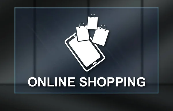 Online Shopping Concept Donkere Achtergrond — Stockfoto