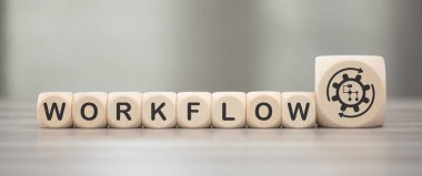 İş akışı kavramının sembolü olan tahta bloklar