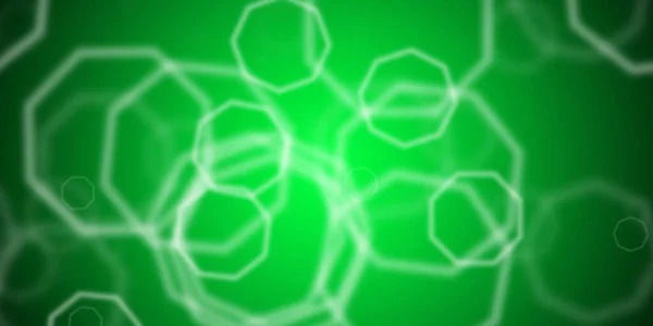 Flying Octogonal Shapes Flashy Green Background — Stock Photo, Image