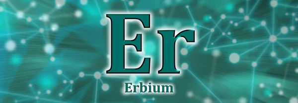 Symbol Erbium Chemical Element Green Network Background — Stock Photo, Image