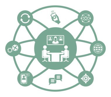 Bağlı simgelerle telekonferans kavramı