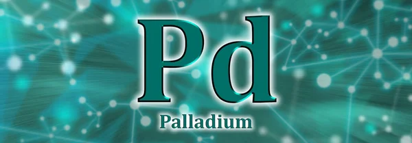 Pd符号 绿色网络背景下的钯化学元素 — 图库照片