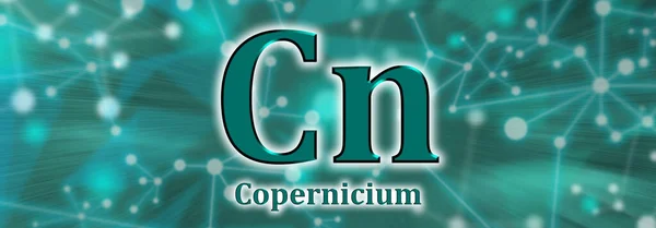 Cn符号 绿色网络背景下的Copernicium化学元素 — 图库照片