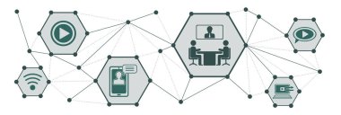 Bağlı simgelerle video konferansı kavramı