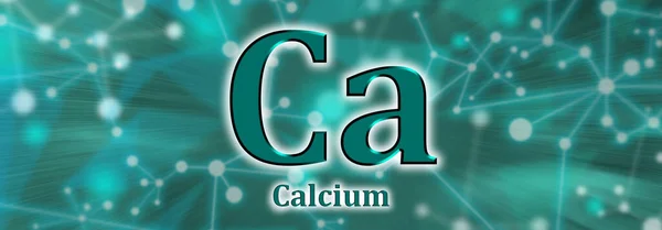 Szimbólum Kalcium Kémiai Elem Zöld Hálózati Háttérrel — Stock Fotó