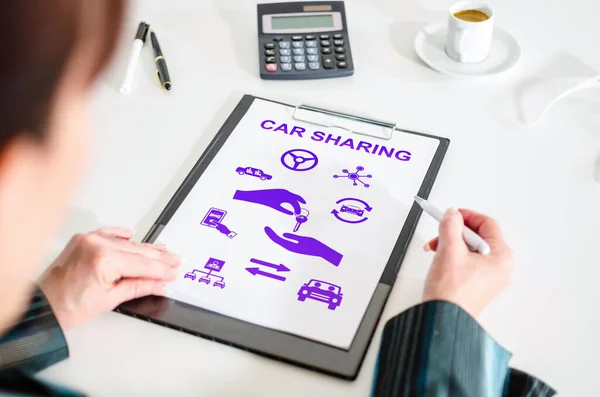 Woman Looking Car Sharing Concept — Stock Photo, Image