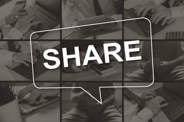 Arka plandaki resimlerle gösterilen konsepti paylaş