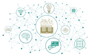 Bağlı simgelerle dijital bozulma kavramı