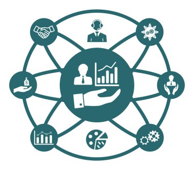 Bağlı simgelerle iş desteği kavramı