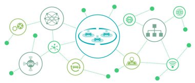 Bağlı simgelere sahip bağlı arabaların konsepti