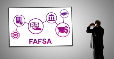 Adam dürbünle Fafsa konseptine bakıyor.