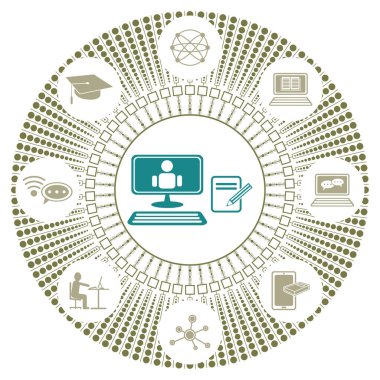 Bağlı simgelerle çevrimiçi eğitim kavramı