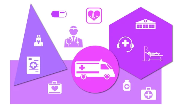 Concepto Emergencia Con Iconos Sobre Formas Geométricas Fondo —  Fotos de Stock