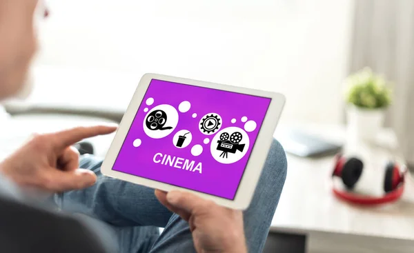 Tablet Screen Displaying Cinema Concept — Fotografia de Stock