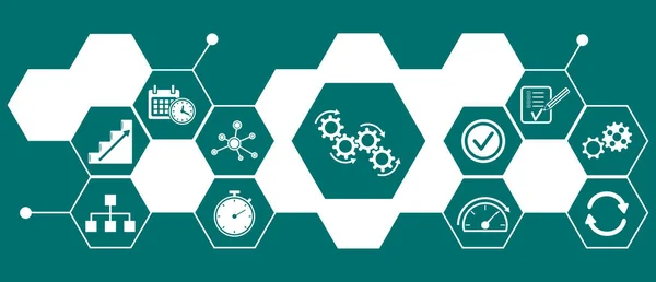 Munkafolyamat Koncepciója Összekapcsolt Ikonokkal — Stock Fotó
