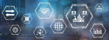 Bulanık koyu arkaplanda simgeli bpo kavramı