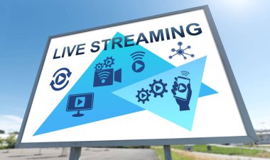 Live streaming concept drawn on a billboard