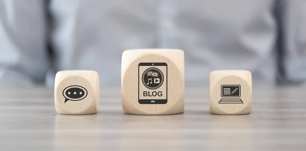 Деревянные Блоки Символом Концепции Блога — стоковое фото