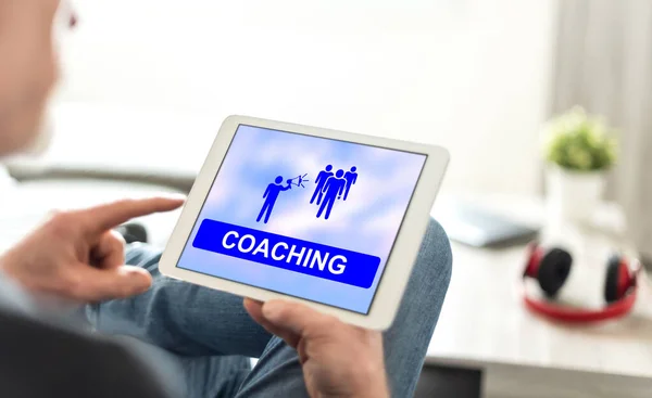 Schermo Tablet Che Mostra Concetto Coaching — Foto Stock