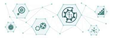 Bağlı simgelerle iş akışı kavramı