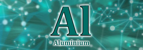Symbol Aluminiowy Element Chemiczny Zielonym Tle Sieci — Zdjęcie stockowe