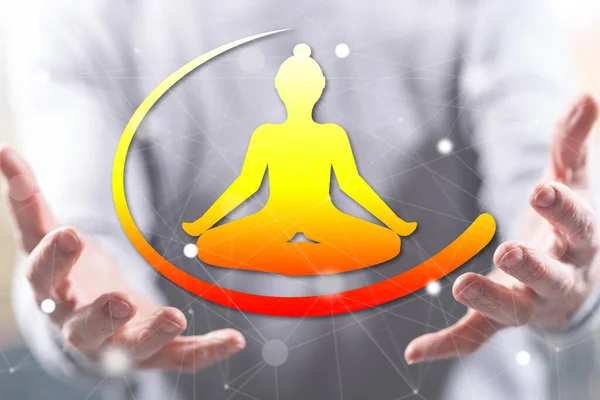Meditatie Concept Boven Handen Van Een Man Achtergrond — Stockfoto