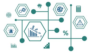 Bağlı simgelerle ekonomik kriz kavramı