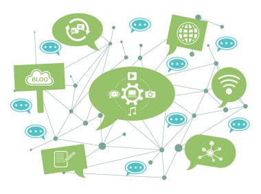 Konuşma baloncukları üzerine simgeli blog kavramı