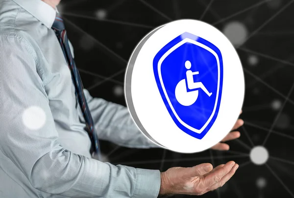 Handikappförsäkring Koncept Över Händerna Man — Stockfoto
