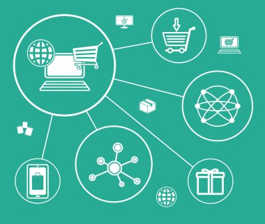 Bağlı simgelerle e-ticaret kavramı