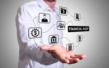 Mali denetim kavramı bir insanın elinin üzerinde yükseliyor.