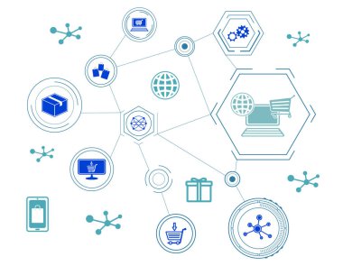 Bağlı simgelerle e-ticaret kavramı