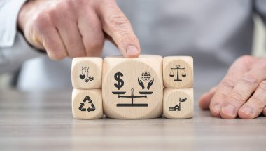 Esg kavramının sembolü olan tahta bloklar
