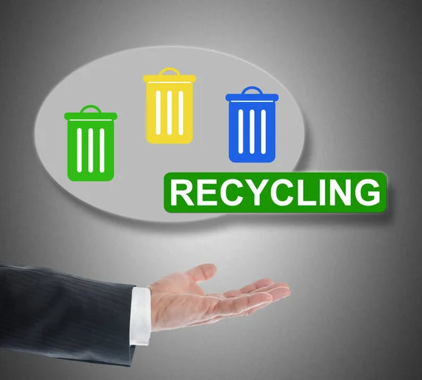 Recycling Concept Levitating Hand Grey Background — Stock Photo, Image