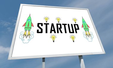 Bir reklam panosuna çizilmiş başlangıç konsepti