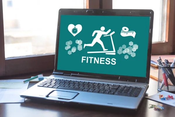 Laptop Bildschirm Mit Fitness Konzept — Stockfoto