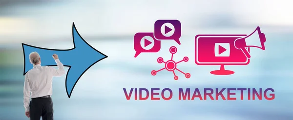 Video Marketing Concept Getekend Door Een Zakenman — Stockfoto