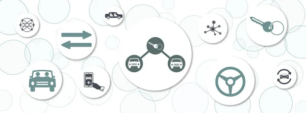 Konzept Des Carsharing Mit Symbolen Kreis — Stockfoto