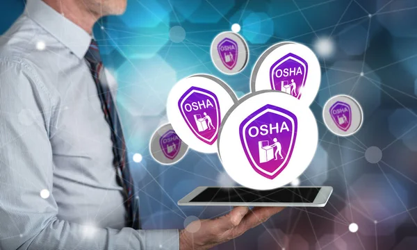 Osha Concept Tablet Held Man — Stock Photo, Image