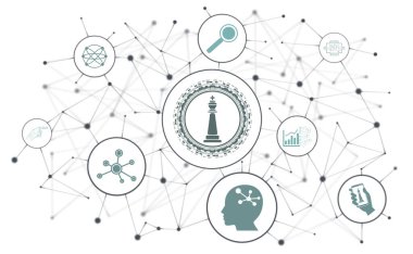 Bağlı simgelerle dijital strateji kavramı