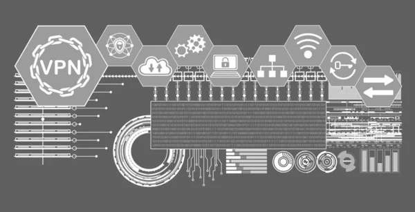 Konzept Des Vpn Mit Verbundenen Symbolen — Stockfoto