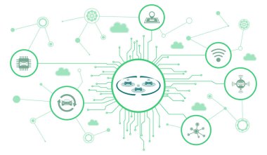 Bağlı simgelere sahip bağlı arabaların konsepti