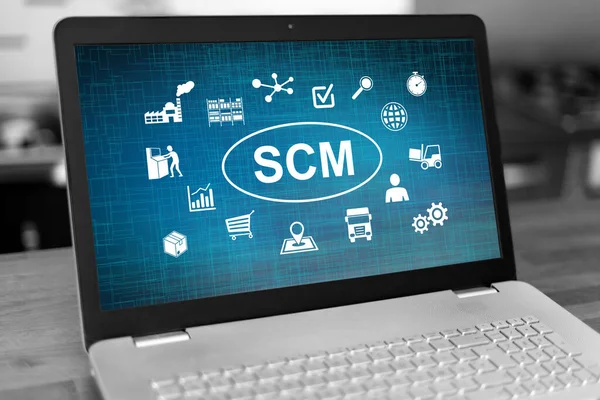 Laptop Scherm Met Scm Concept — Stockfoto