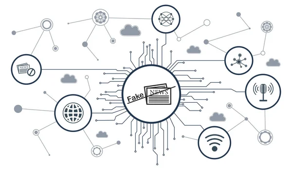 Concept Van Fake Nieuws Met Verbonden Pictogrammen — Stockfoto