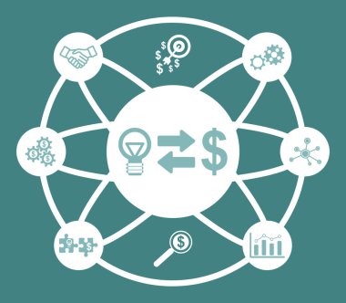 Bağlı simgelerle kitle fonlama kavramı