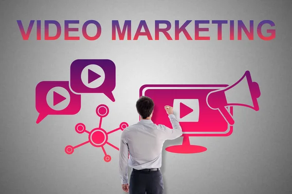 Conceito Vídeo Marketing Desenhado Por Empresário — Fotografia de Stock