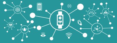 Bağlı simgelerle giyilebilir teknoloji kavramı