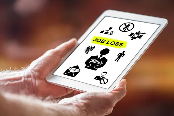 Man Holding Tablet Showing Job Loss Concept — Stock Photo, Image