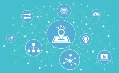 Bağlı simgelere sahip vpn kavramı