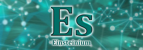 Símbolo Elemento Químico Einsteinio Sobre Fondo Red Verde — Foto de Stock